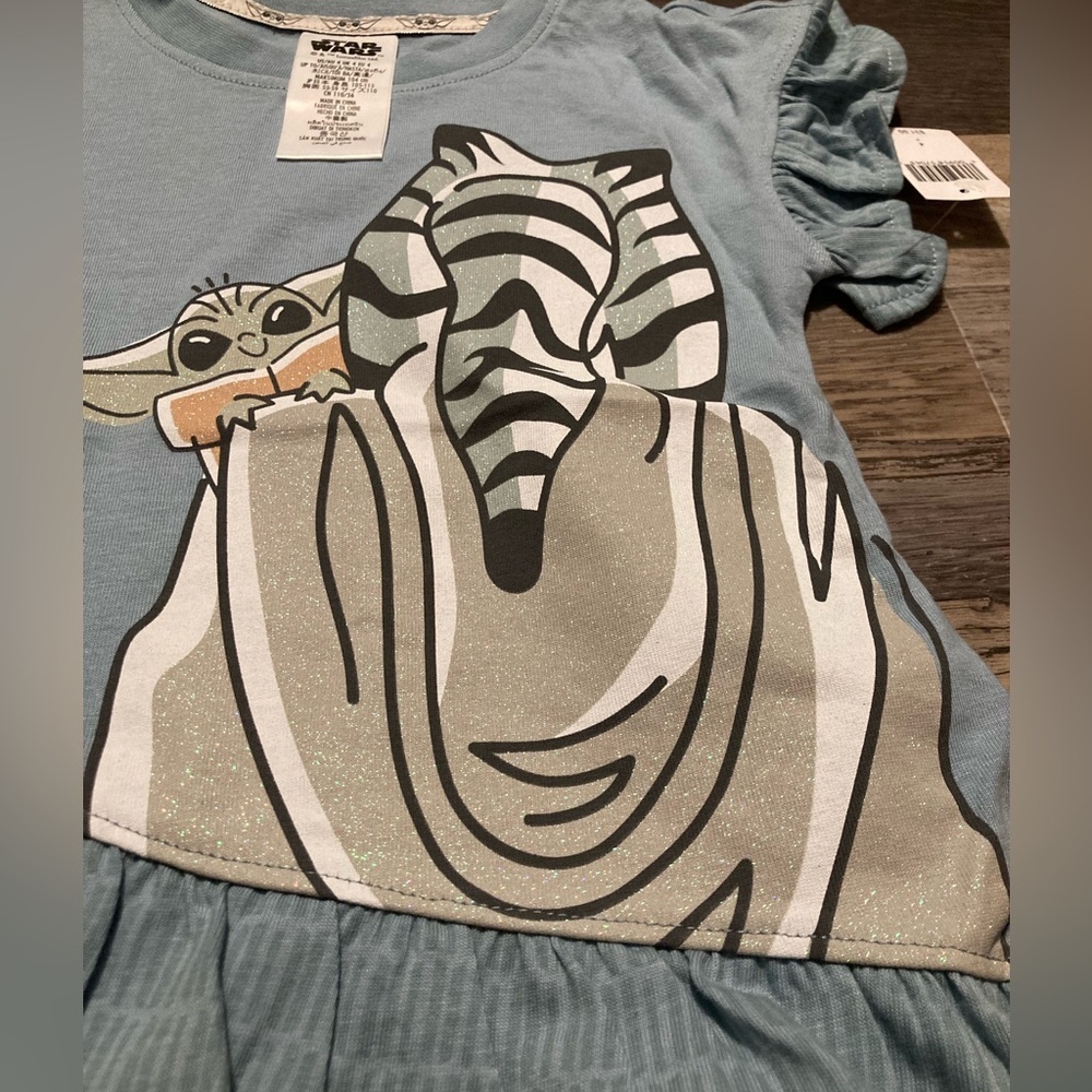 Star Wars Kids Girl Blue Ruffle Sleeve Top - Picture 2 of 5